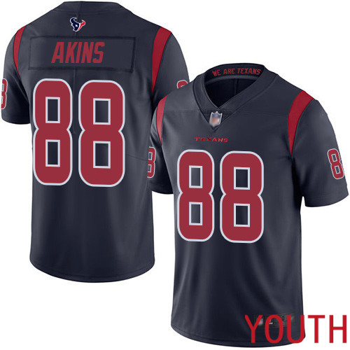 Houston Texans Limited Navy Blue Youth Jordan Akins Jersey NFL Football #88 Rush Vapor Untouchable->youth nfl jersey->Youth Jersey